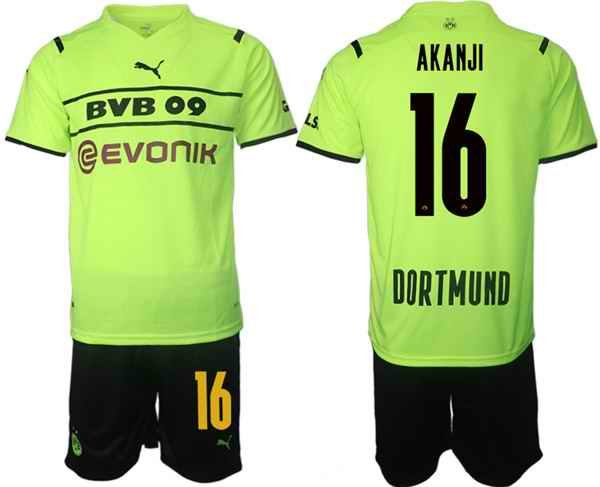 Men's Borussia Dortmund #16 Manuel Akanji 2021/22 Green PUMA Cup Soccer Jersey Suit