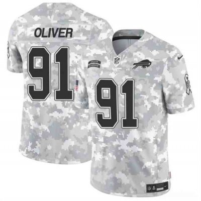 Men's Buffalo Bills #91 Ed Oliver 2024 F.U.S.E Arctic Camo Salute to Service Limited Stitched Football Jersey