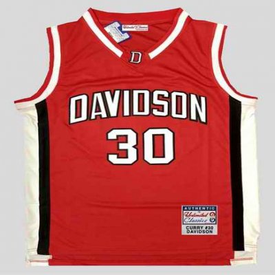 Men's ADavidson Wildcats #30 Stephen Curry Red stitched NCAA Jersey