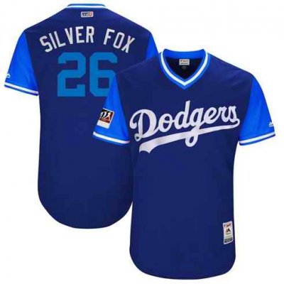 Men's Los Angeles Dodgers #26 Chase Utley Silver Fox Majestic Royal Players Weekend Authentic Stitched MLB Jersey