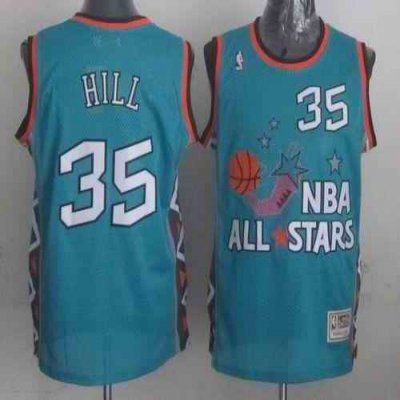 Mitchell And Ness Pistons #35 Grant Hill Light Blue 1996 All star Stitched NBA Jersey