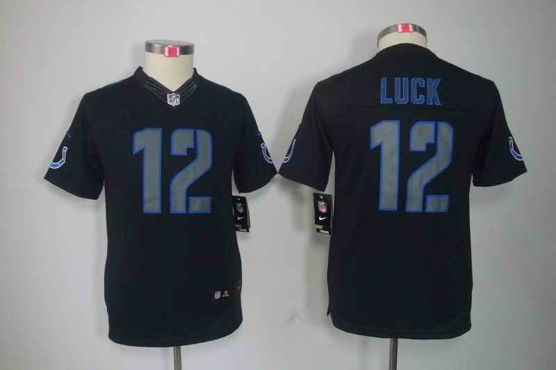 Youth Indianapolis Colts #12 Andrew Luck Black Impact Limited Stitched NFL Jersey