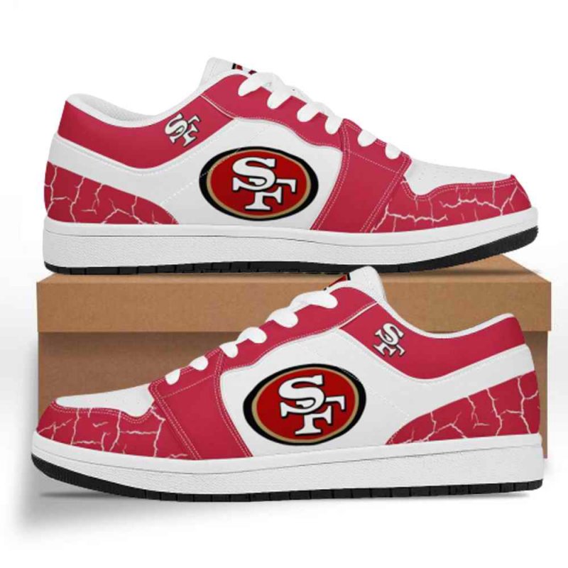 Women's San Francisco 49ers Low Top Leather AJ1 Sneakers 001