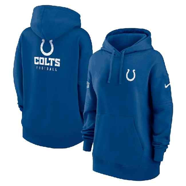 Women's Indianapolis Colts Blue Sideline Club Fleece Pullover Hoodie(Run Small)