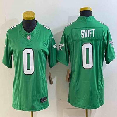 Women's Philadelphia Eagles #0 D'andre Swift Green 2023 F.U.S.E. Stitched Football Jersey(Run Small)