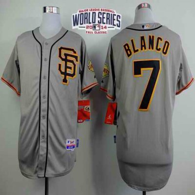 Giants #7 Gregor Blanco Grey Road 2 Cool Base W/2014 World Series Patch Stitched MLB Jersey