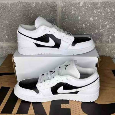 Men's Running Weapon Air Jordan 1 Low 'PANDA' Black/White Shoes 0591