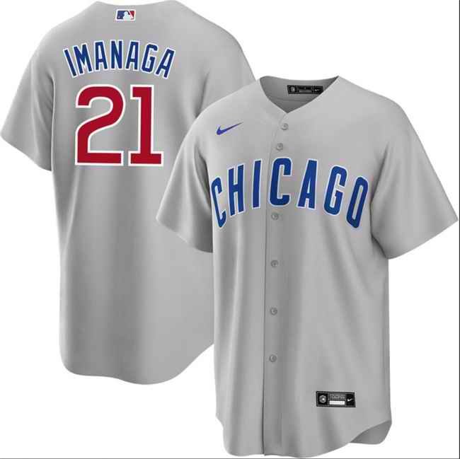 Men's Chicago Cubs #21 Sh'ta Imanaga Grey Cool Base Stitched Baseball Jersey