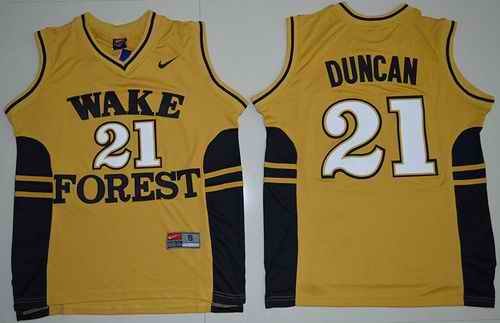 Demon Deacons #21 Tim Duncan Gold Basketball Stitched NCAA Jersey