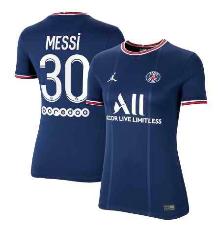 Women's Paris Saint-Germain #30 Lionel Messi 2021/22 Blue Home Breathe Stadium Soccer Jersey