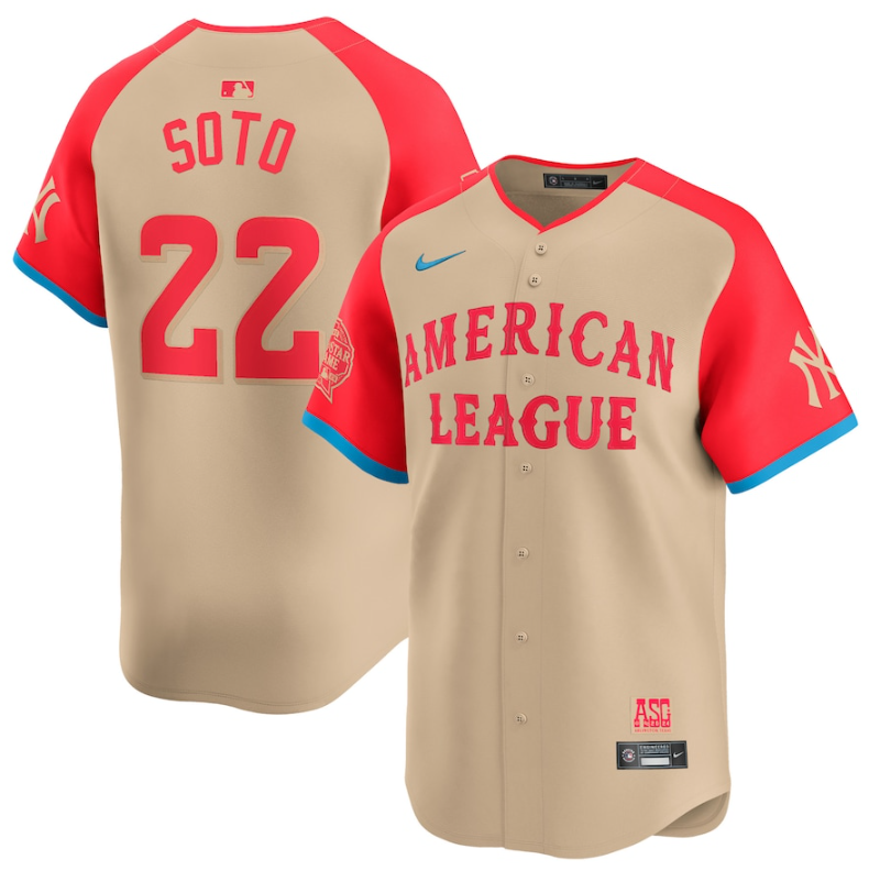 Men's American League #22 Juan Soto Cream 2024 All-Star Limited Stitched Jersey