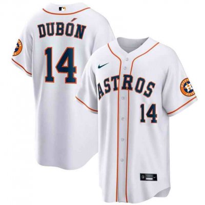 Men's Houston Astros #14 Mauricio Dub'n White Cool Base Stitched Baseball Jersey