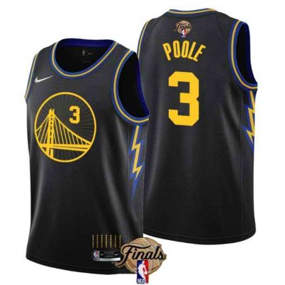 Men's Golden State Warriors #3 Jordan Poole 2022 Black NBA Finals Stitched Jersey