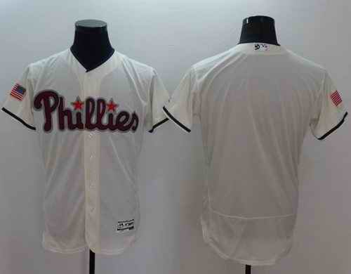 Phillies Blank Cream Fashion Stars & Stripes Flexbase Authentic Stitched MLB Jersey