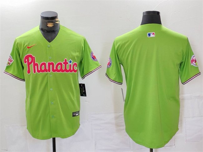 Men's Philadelphia Phillies Blank Green With Patch Stitched Jersey