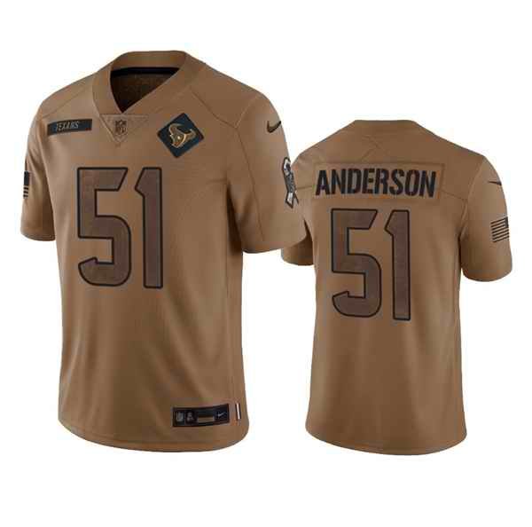 Men's Houston Texans #51 Will Anderson Jr. 2023 Brown Salute To Service Limited Stitched Jersey