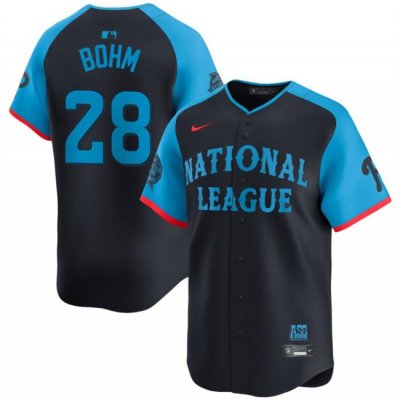 Men's National League #28 Alec Bohm Navy 2024 All-Star Limited Stitched Baseball Jersey