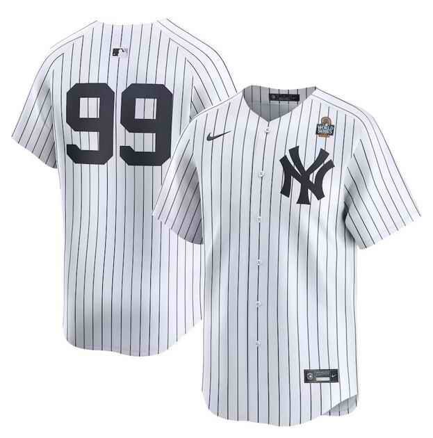 Men's New York Yankees #99 Aaron Judge White 2024 World Series Home Limited Stitched Baseball Jersey