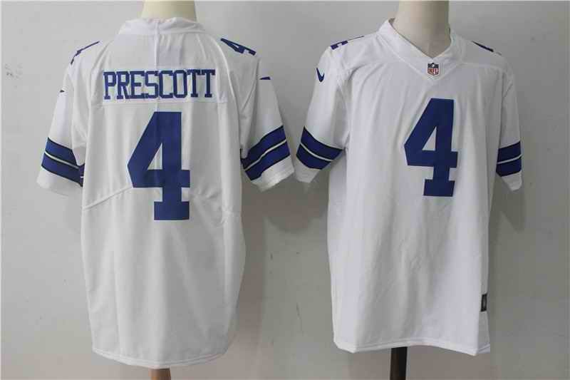 Men's Nike Dallas Cowboys #4 Dak Prescott White Stitched NFL Vapor Untouchable Limited Jersey