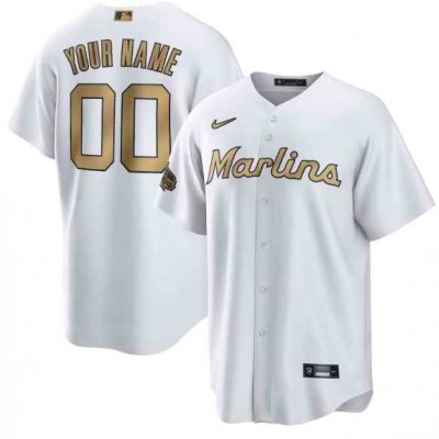 Men's Miami Marlins Active Player Custom 2022 All-Star White Cool Base Stitched Baseball Jersey