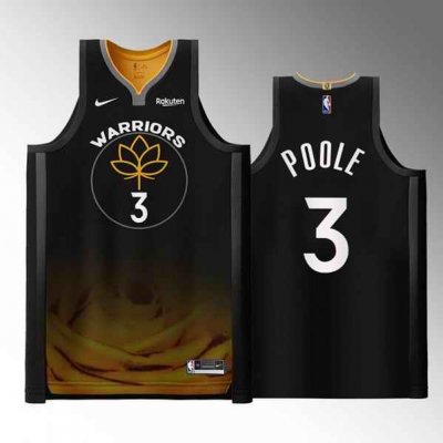 Men's Golden State Warriors #3 Jordan Poole 2022/2023 Black City edition Stitched Basketball Jersey