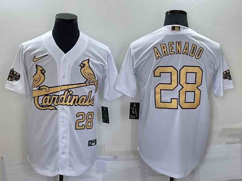 Men's St. Louis Cardinals #28 Nolan Arenado 2022 All-Star White Cool Base Stitched Baseball Jersey