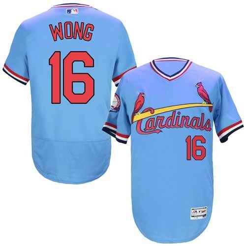 Cardinals #16 Kolten Wong Light Blue Flexbase Authentic Collection Cooperstown Stitched MLB Jersey