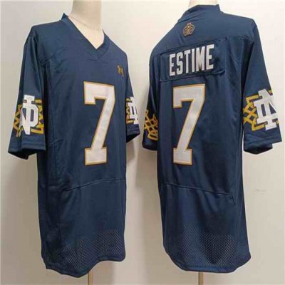 Men's Notre Dame Fighting Irish #7 Audric Estim' Navy With Name Limited Stitched Jersey