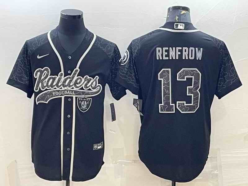 Men's Las Vegas Raiders #13 Hunter Renfrow Black Reflective With Patch Cool Base Stitched Baseball Jersey