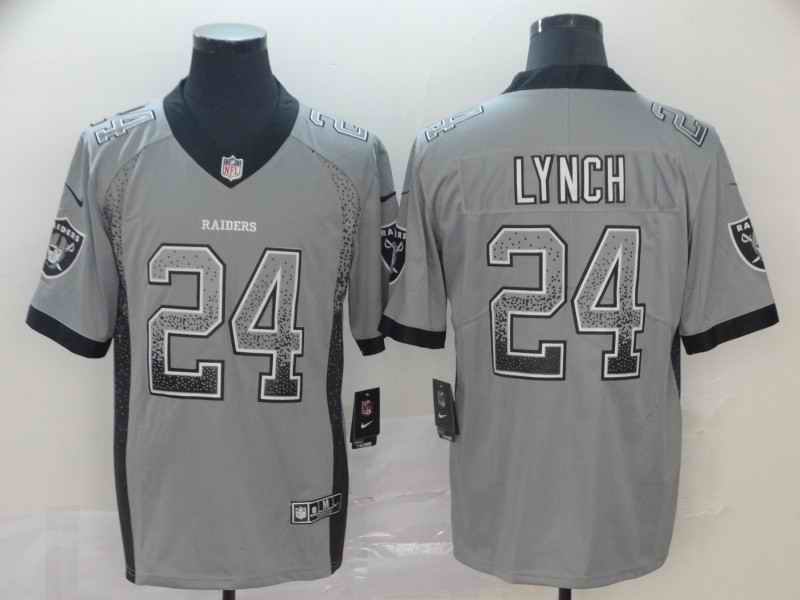 Men's Oakland Raiders #24 Marshawn Lynch Gray Drift Fashion Color Rush Limited Stitched NFL Jersey