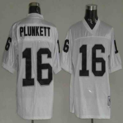 Mitchell and Ness Raiders Jim Plunkett #16 Stitched White NFL Jersey