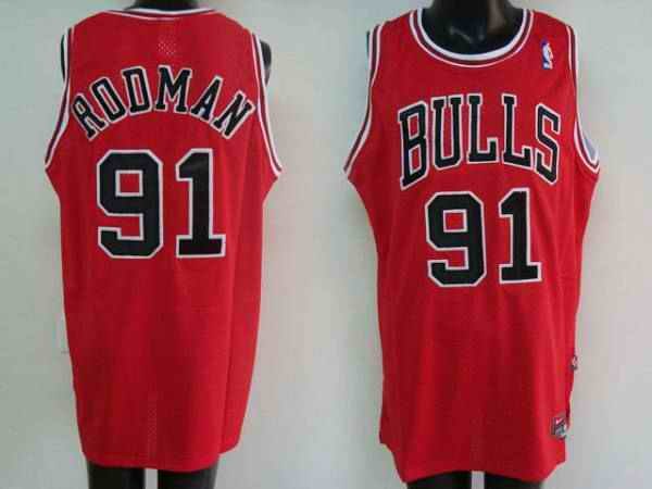 Bulls #91 Dennis Rodman Stitched Red NBA Jersey