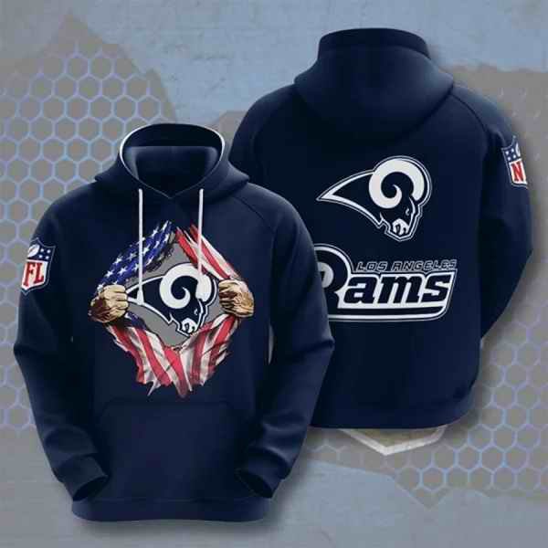 Men's Los Angeles Rams Navy 3D Trending T-Shirt Hoodie