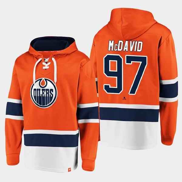 Men's Edmonton Oilers #97 Connor McDavid Orange All Stitched Sweatshirt Hoodie