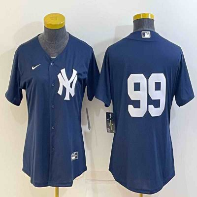 Women's New York Yankees #99 Aaron Judge Navy Stitched Baseball Jersey(Run Small)