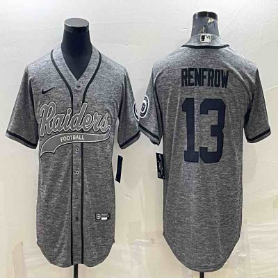 Men's Las Vegas Raiders #13 Hunter Renfrow Grey With Patch Cool Base Stitched Baseball Jersey