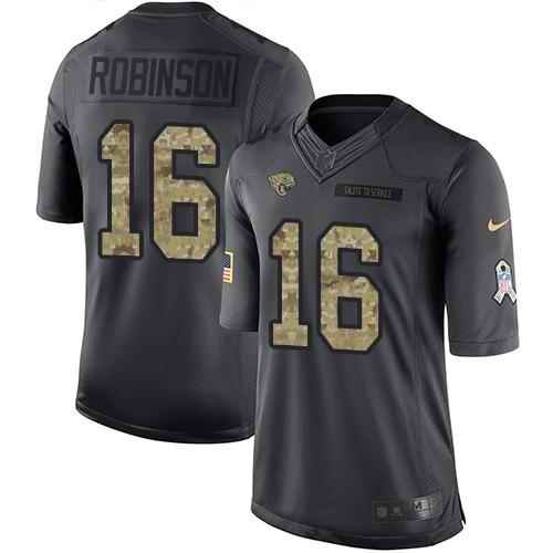 Nike Jaguars #16 Denard Robinson Black Men's Stitched NFL Limited 2016 Salute To Service Jersey