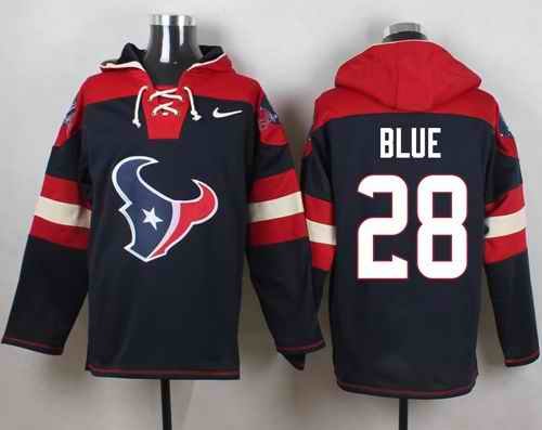 Nike Texans #28 Alfred Blue Navy Blue Player Pullover NFL Hoodie