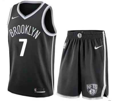 Men's Brooklyn Nets #7 Kevin Durant Black 2019 Stitched NBA Jersey(With Shorts)