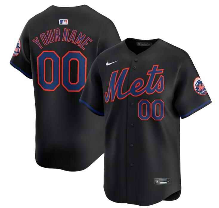 Men's New York Mets Active Player Custom Black 2024 Alternate Limited Stitched Baseball Jersey