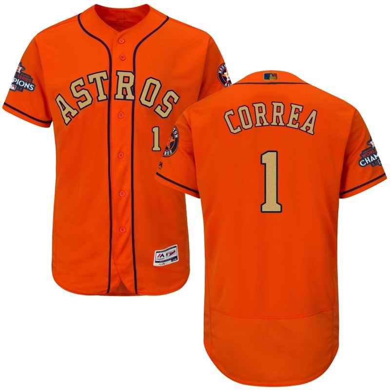 Men's Houston Astros #1 Carlos Correa Orange 2018 Gold Program Flexbase Stitched MLB Jersey