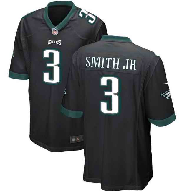 Men's Philadelphia Eagles #3 Nolan Smith JR Black 2023 Draft Stitched Game Jersey