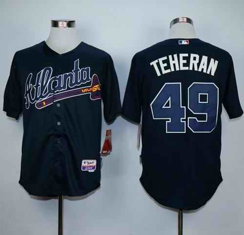 Braves #49 Julio Teheran Navy Blue Cool Base Stitched MLB Jersey