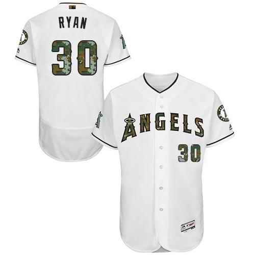 Angels of Anaheim #30 Nolan Ryan White Flexbase Authentic Collection 2016 Memorial Day Stitched MLB Jersey