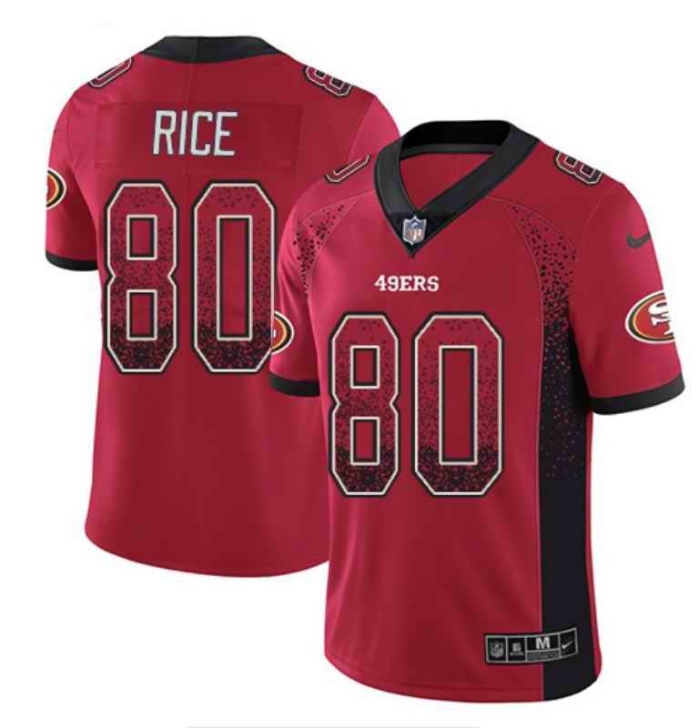 Men's San Francisco 49ers #80 Jerry Rice Red Drift Fashion Color Rush Limited Stitched NFL Jersey