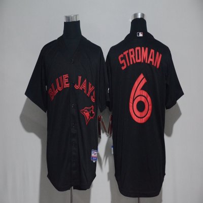 Toronto Blue Jays #6 Marcus Stroman Black Strip Stitched MLB Jersey