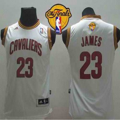 Revolution 30 Cavaliers #23 LeBron James White The Finals Patch Stitched Youth NBA Jersey