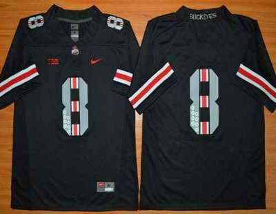 Buckeyes #8 Championship Black Commemorative Stitched NCAA Jersey