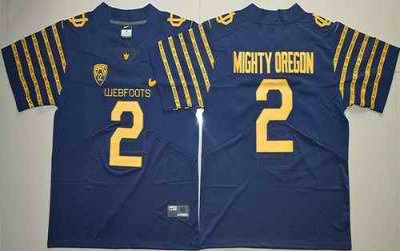 Ducks #2 Mighty Oregon Navy Blue Webfoots 100th Rose Bowl Game Elite Stitched NCAA Jersey