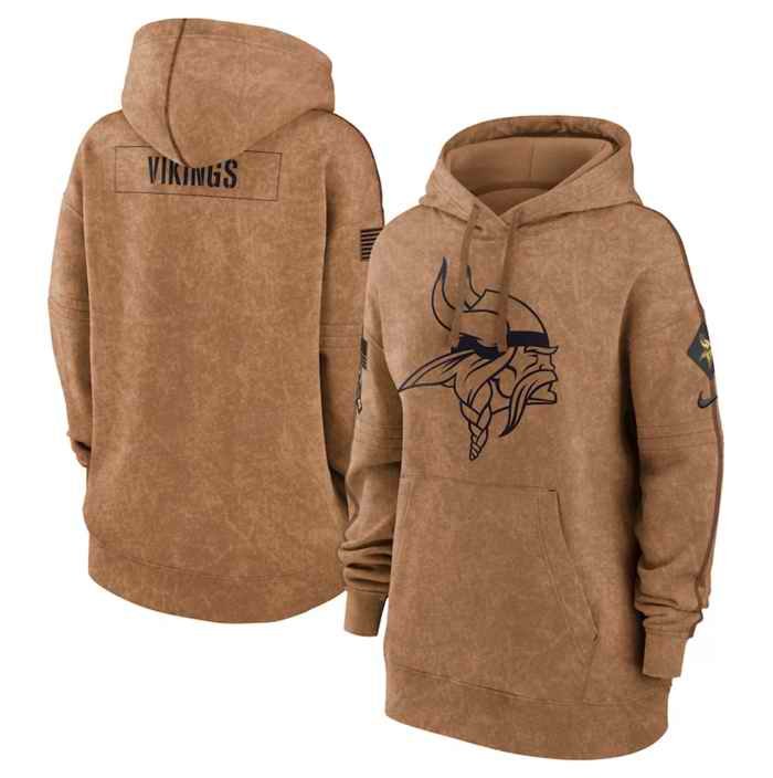 Women's Minnesota Vikings 2023 Brown Salute to Service Pullover Hoodie(Run Small)